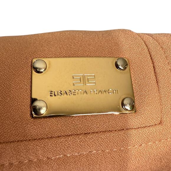 Elisabetta Franchi Size L 44 Abito Dress Mauve Pink Ruffle Trim Statement Sleeve - Picture 10 of 16